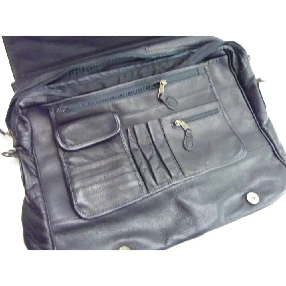 Vintage Amazonia Black Leather Briefcase Satchel Bag Work Laptop Portfolio 17